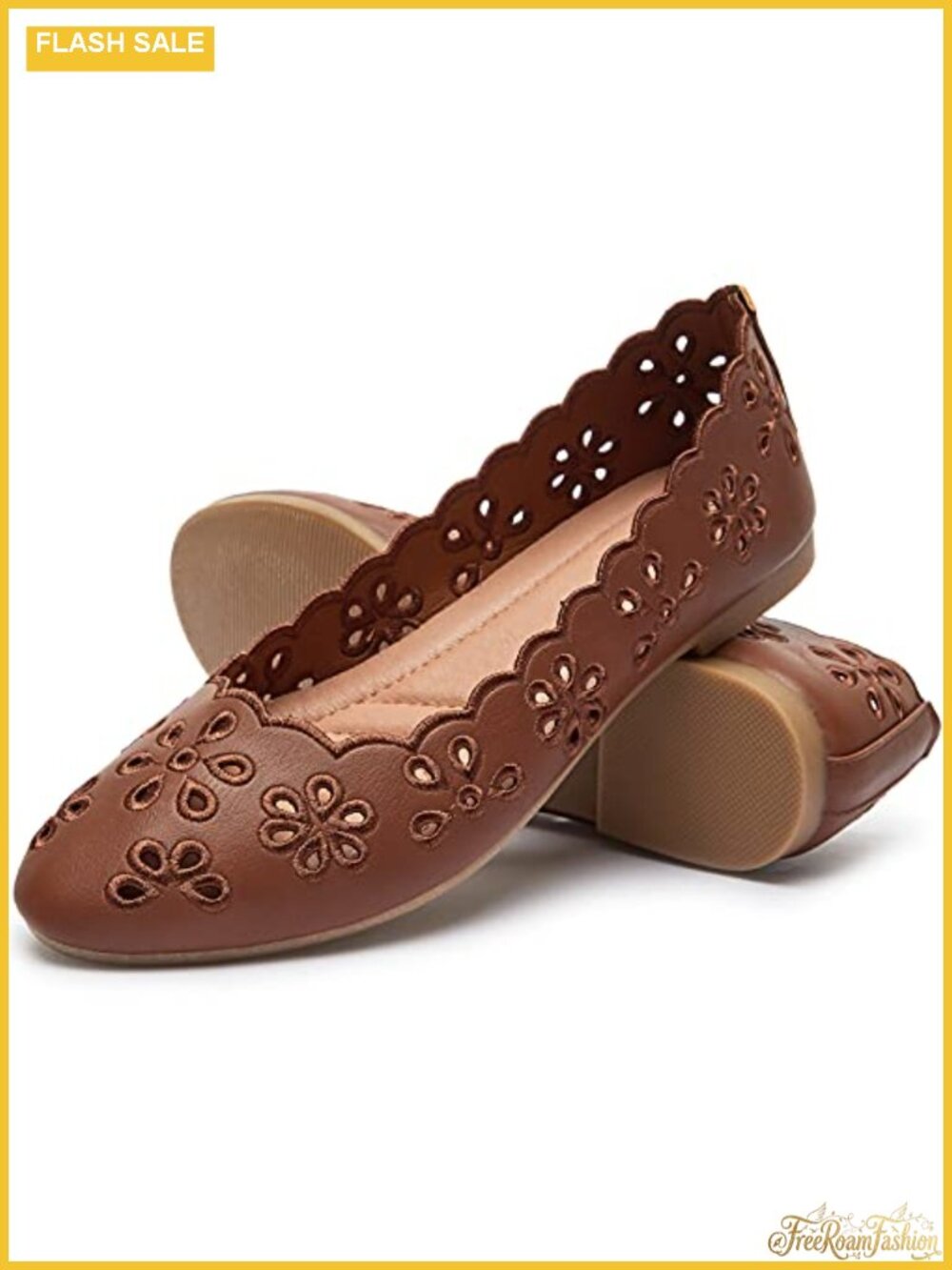 PU Leather Ballet Flats with Memory Foam Breathable Casual Slip-On